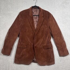 Woodmere Blazer Mens 42L Brown Corduroy Suede Elbow Patches Sport Coat Classic